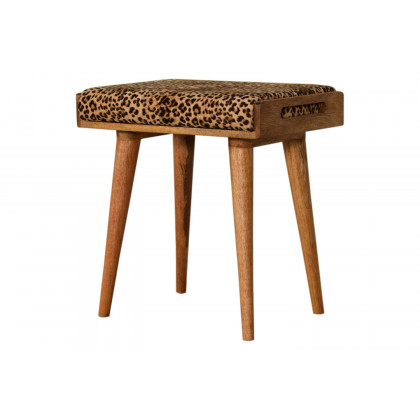 Artisan Tray Style Footstool - Velvet, Leopard