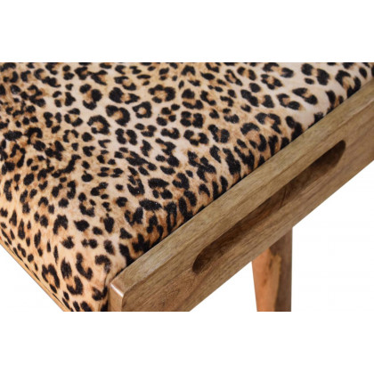 Artisan Tray Style Footstool - Velvet, Leopard