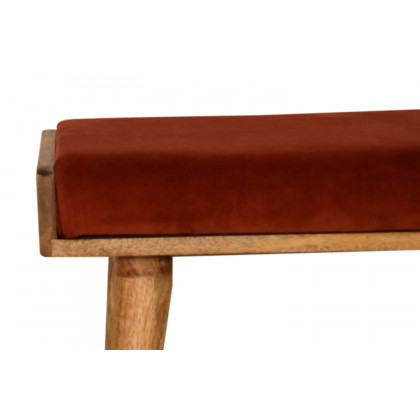 Artisan Tray Style Footstool - Velvet, Brick Red