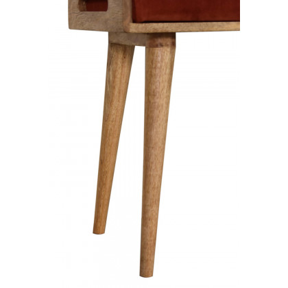 Artisan Tray Style Footstool - Velvet, Brick Red