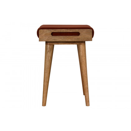 Artisan Tray Style Footstool - Velvet, Brick Red