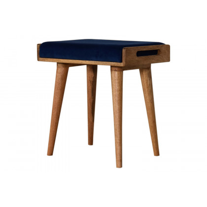 Artisan Tray Style Footstool - Velvet, Royal Blue
