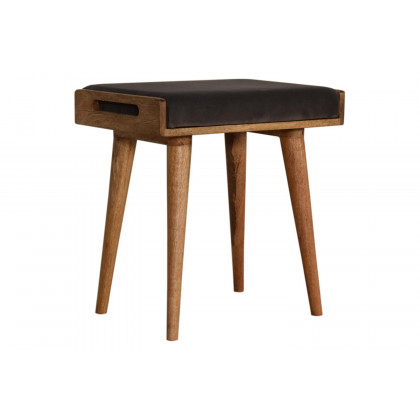 Artisan Tray Style Footstool - Velvet, Gray