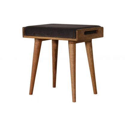 Artisan Tray Style Footstool - Velvet, Gray