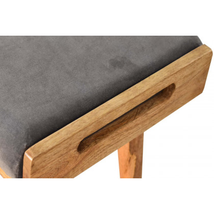 Artisan Tray Style Footstool - Velvet, Gray