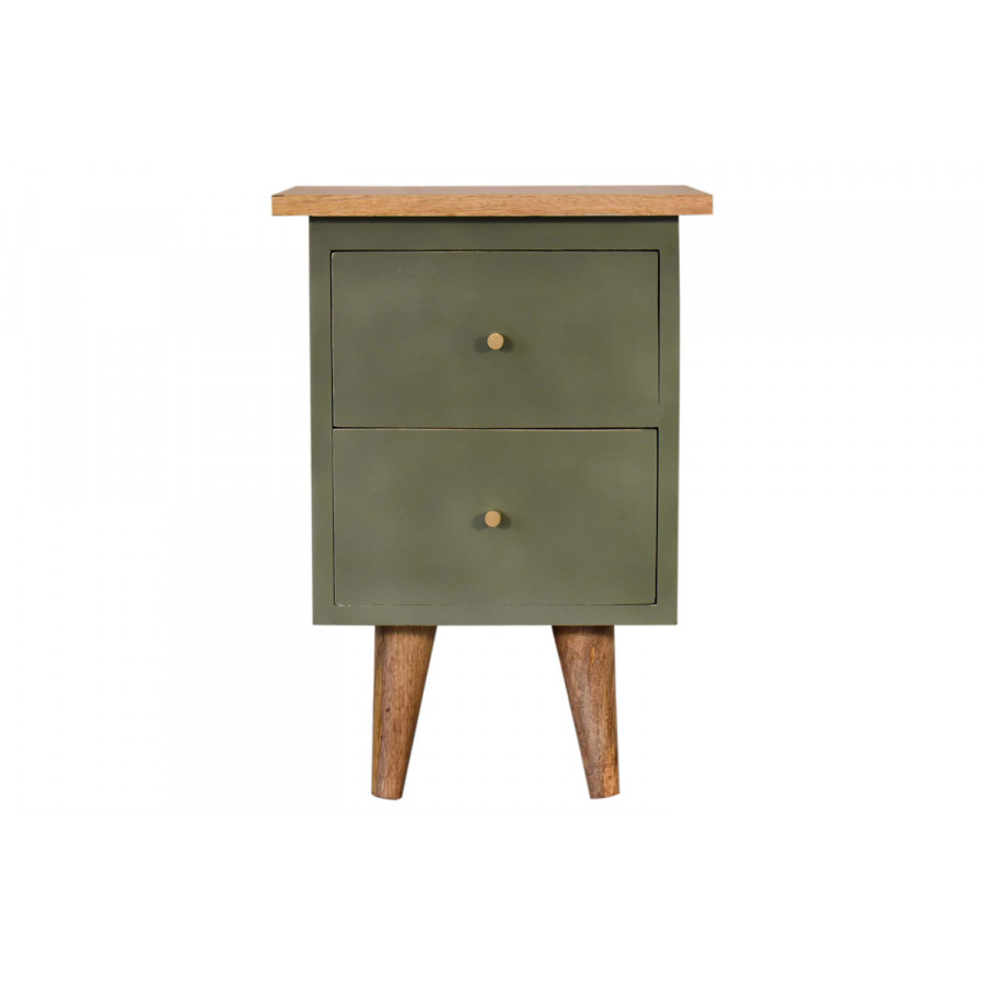 Artisan Hand Painted Bedside - Olive