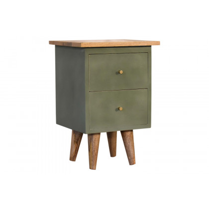Artisan Hand Painted Bedside - Olive