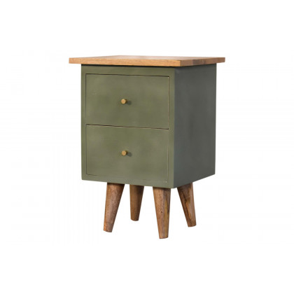 Artisan Hand Painted Bedside - Olive