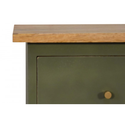 Artisan Hand Painted Bedside - Olive