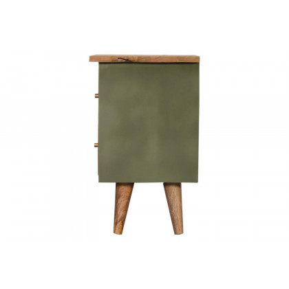 Artisan Hand Painted Bedside - Olive
