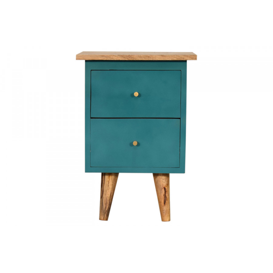 Artisan Hand Painted Bedside - Teal