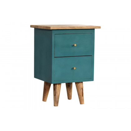 Artisan Hand Painted Bedside - Teal