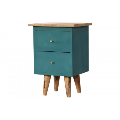 Artisan Hand Painted Bedside - Teal