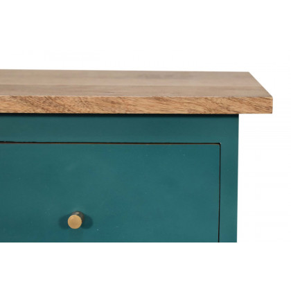 Artisan Hand Painted Bedside - Teal