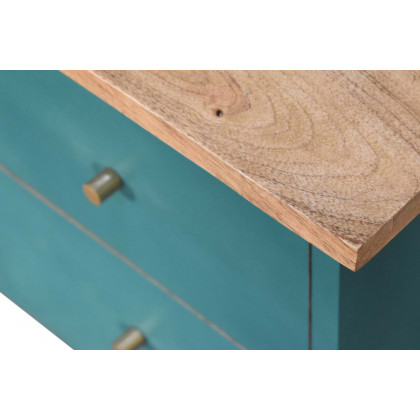 Artisan Hand Painted Bedside - Teal