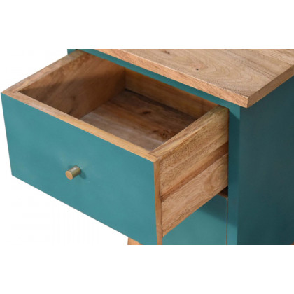 Artisan Hand Painted Bedside - Teal