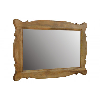 Artisan Hand Carved Oblong Frame with Mirror - Oak-ish