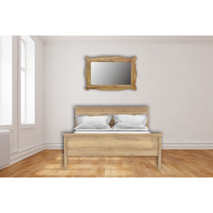 Artisan Hand Carved Oblong Frame with Mirror - Oak-ish