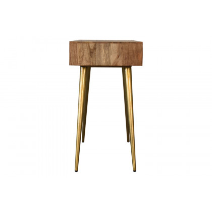 Artisan - Inlay Writing Desk with Cable Access in Sleek Cement Brass