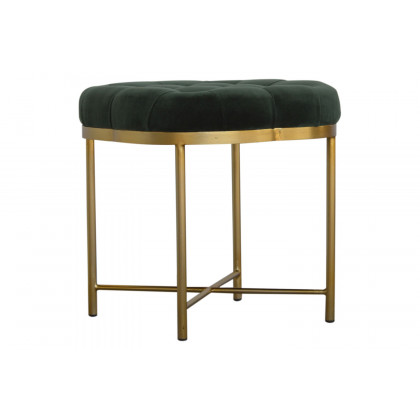 Artisan Deep Button Velvet Footstool - Emerald Green