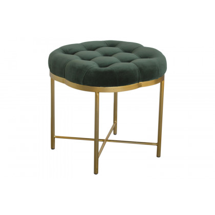 Artisan Deep Button Velvet Footstool - Emerald Green