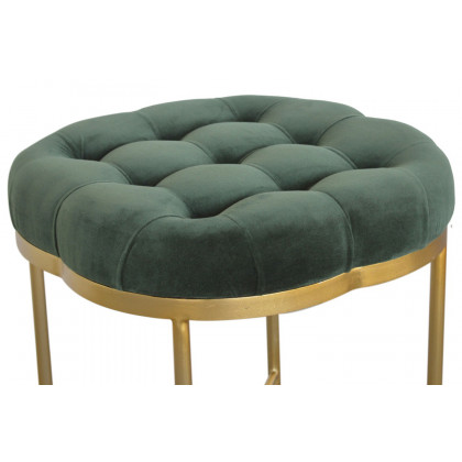 Artisan Deep Button Velvet Footstool - Emerald Green
