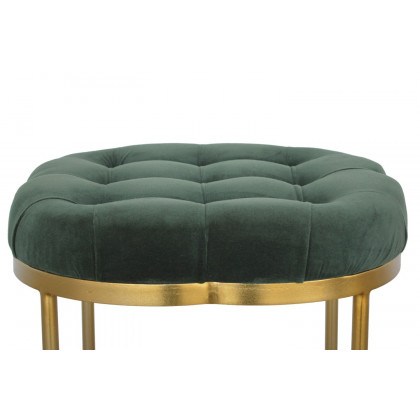 Artisan Deep Button Velvet Footstool - Emerald Green