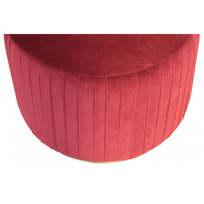 Artisan Footstool with Base - Cotton Velvet, Wine Red, Gold