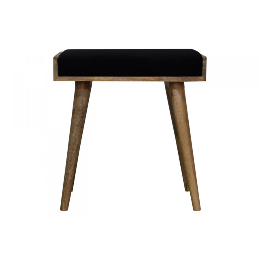 Artisan Tray Style Footstool - Velvet, Black