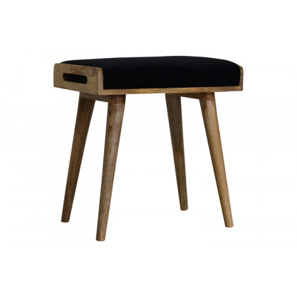 Artisan Tray Style Footstool - Velvet, Black
