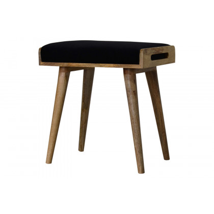 Artisan Tray Style Footstool - Velvet, Black