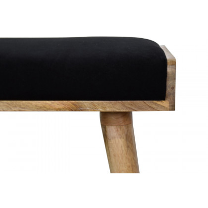Artisan Tray Style Footstool - Velvet, Black