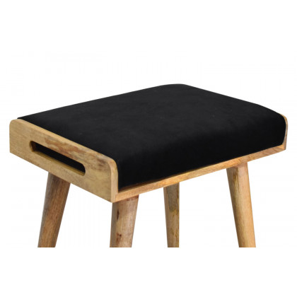 Artisan Tray Style Footstool - Velvet, Black
