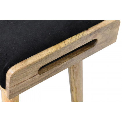 Artisan Tray Style Footstool - Velvet, Black