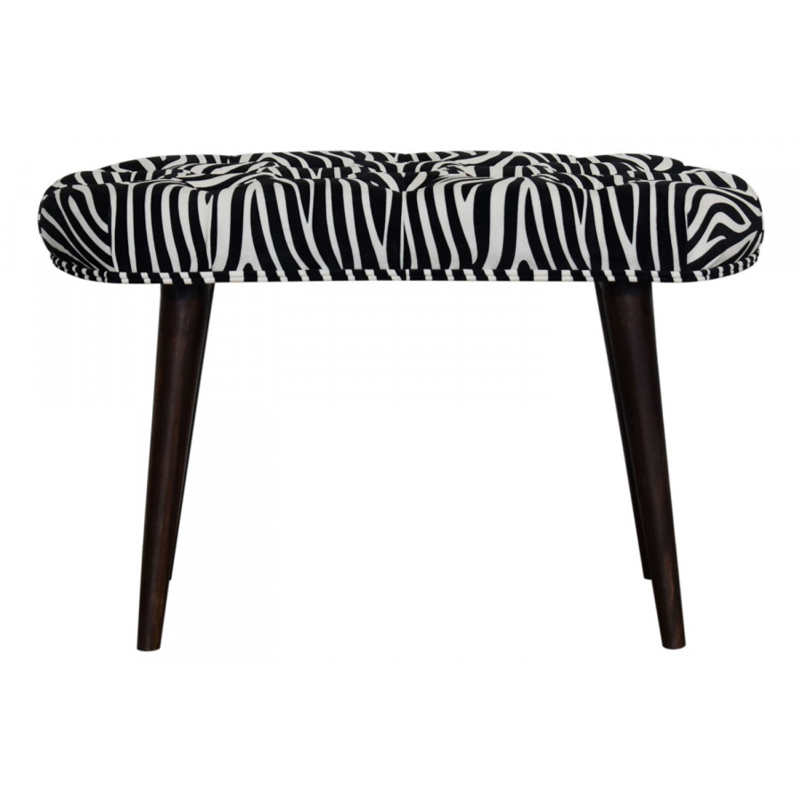 Artisan Deep Button Bench - Zebra, Velvet