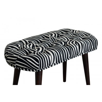 Artisan Deep Button Bench - Zebra, Velvet