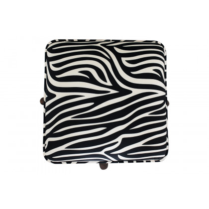 Artisan Footstool with Solid Wood Legs - Zebra, Velvet