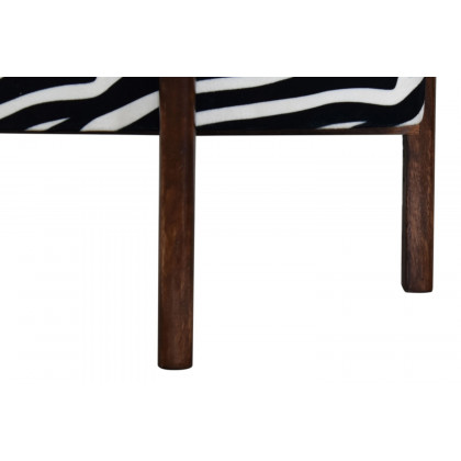 Artisan Footstool with Solid Wood Legs - Zebra, Velvet