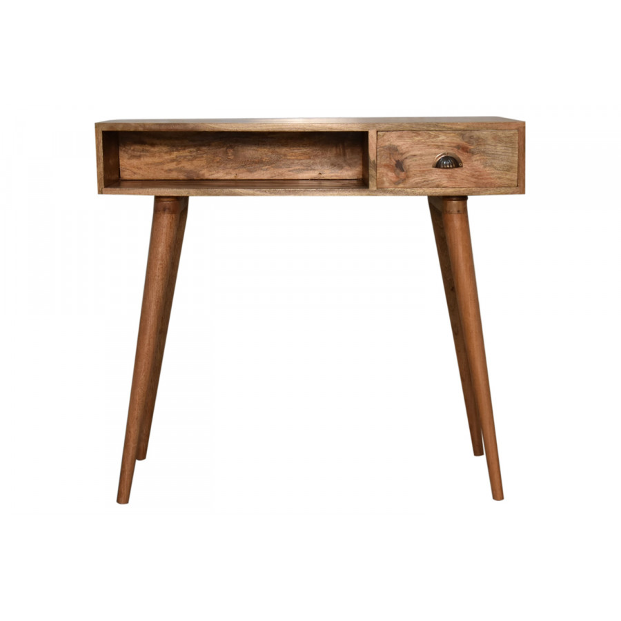 Artisan Solid Wood Open Slot Writing Desk - Oak-ish, With Cable Access