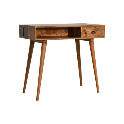 Artisan Solid Wood Open Slot Writing Desk - Oak-ish, With Cable Access