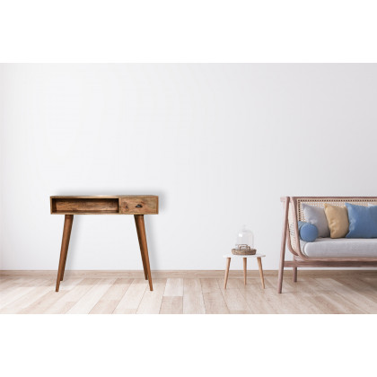 Artisan Solid Wood Open Slot Writing Desk - Oak-ish, With Cable Access