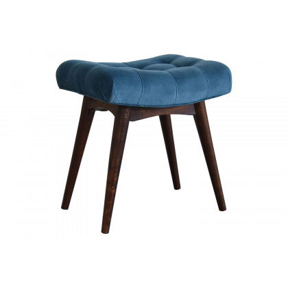 Artisan Curved Mini Bench - Teal, Velvet