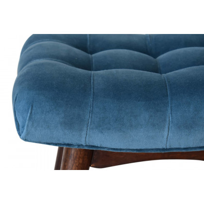 Artisan Curved Mini Bench - Teal, Velvet