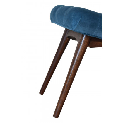 Artisan Curved Mini Bench - Teal, Velvet
