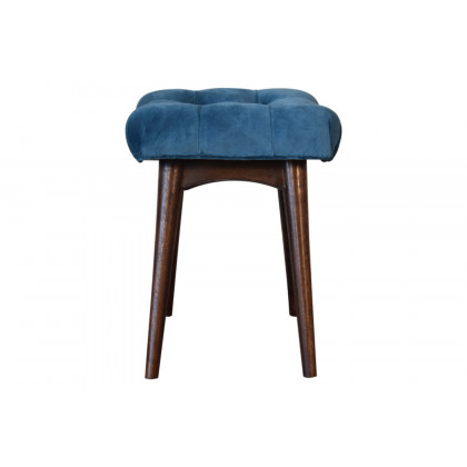 Artisan Curved Mini Bench - Teal, Velvet