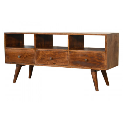 Artisan Nordic Style TV Unit with 3 Drawers - Chestnut