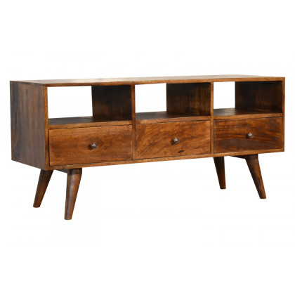 Artisan Nordic Style TV Unit with 3 Drawers - Chestnut