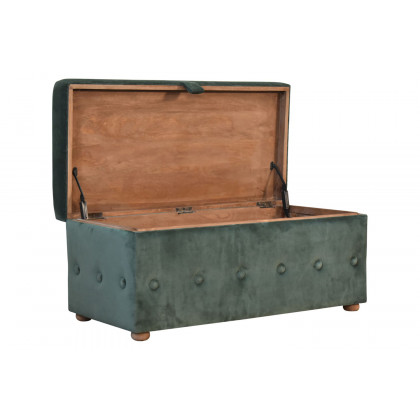 Artisan Lid-up Cotton Velvet Ottoman - Emerald Green