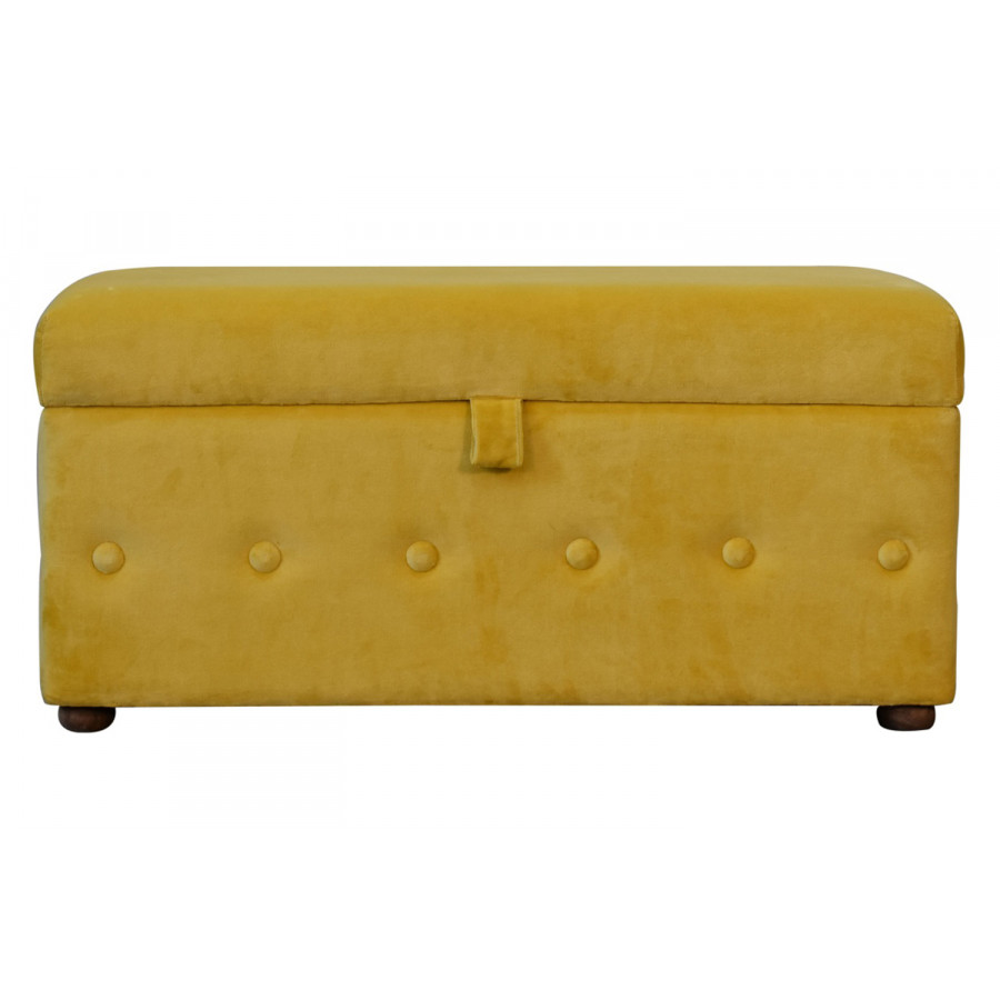 Artisan Lid-up Cotton Velvet Ottoman - Mustard