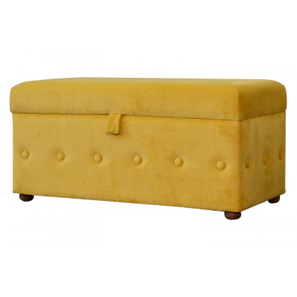 Artisan Lid-up Cotton Velvet Ottoman - Mustard